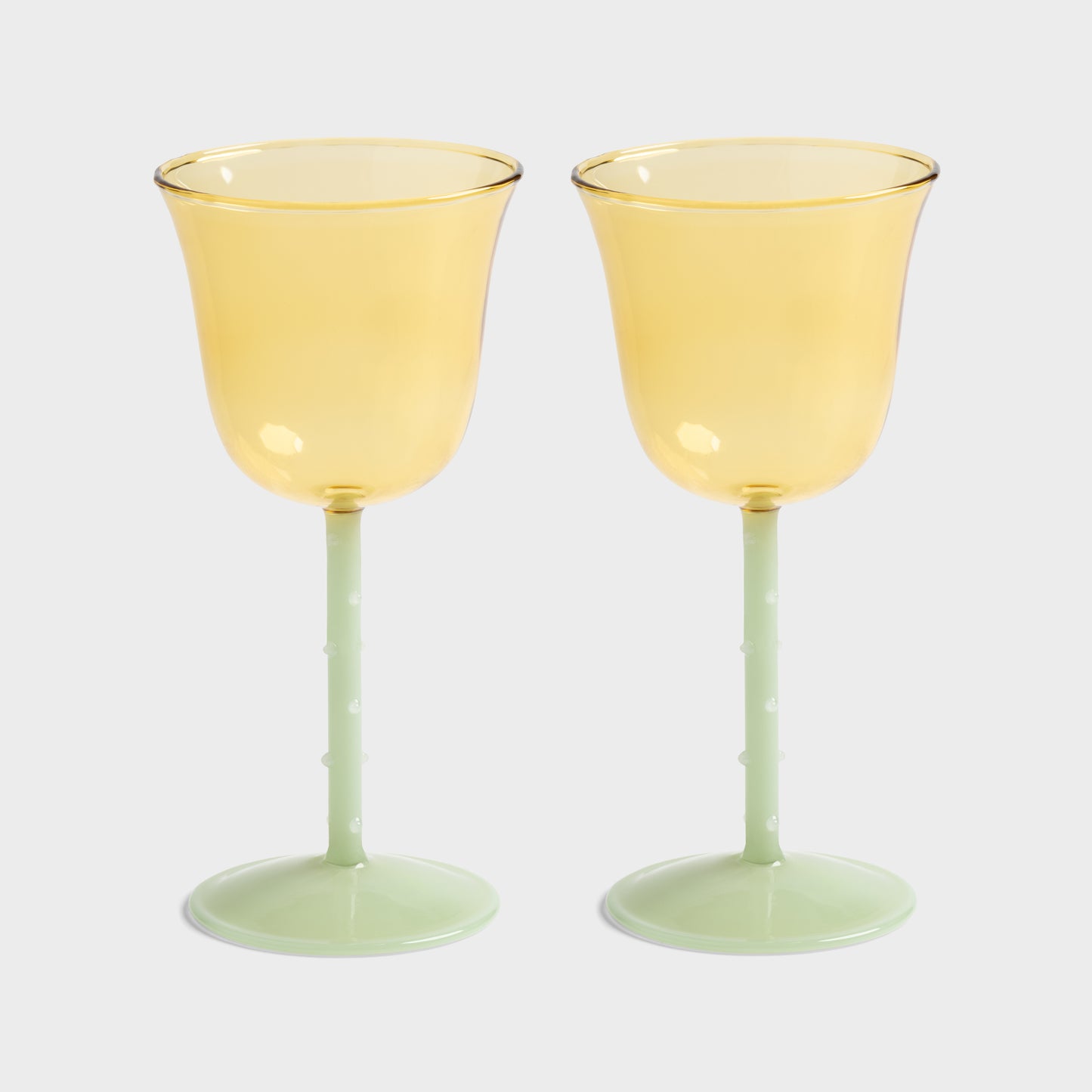 &Klevering - Wine Glass Yellow Dot Set of 2